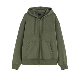 Sudaderas con Capucha y Cremallera para Hombre, Diseño Nuevo y Moderno, Estilo Holgado con Hombros Caídos, 100% Algodón, Ropa Casual de Calle - Product Image 1