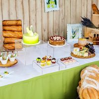 Ensemble de 4 boîtes en acrylique transparentes, cubes de présentation, supports de buffet empilables avec fonds creux