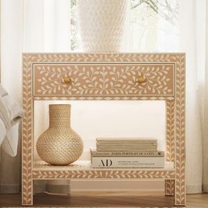 Mesa auxiliar de lujo ecológica con incrustaciones de hueso con piedra de ágata natural Estilo vintage - Product Image 5