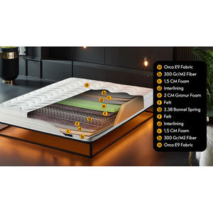 Matelas pliable moderne pour appartement, 25 cm d'épaisseur, avec ressorts ensachés, ressorts Bonnell, mousse visco multi-couches, confort argenté Berfa - Product Image 2