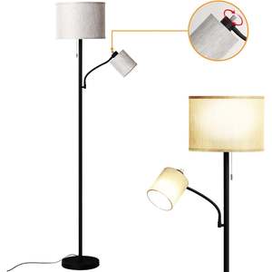 Moderna lampada da terra con paralume in tessuto a LED 1.8m per soggiorno regolabile luce di lettura Design industriale con stile scandinavo - Product Image 4