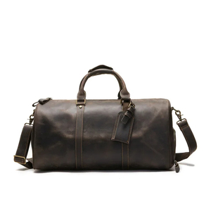 Sacs de voyage en cuir véritable de grande taille avec fermeture éclair, réutilisables et personnalisables pour hommes et femmes - Product Image 1