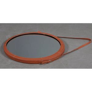 Luxury Oval <b>Wall</b> <b>Mirror</b> with Leather Frame <b>Silver</b> Finish for Bedroom or Bathroom - Product Image 5