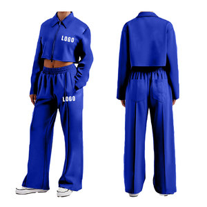 Fabriqué sur mesure col à capuche unisexe 2 pièces à manches longues vêtements de sport ensemble de survêtement décontracté avec motif - Product Image 1