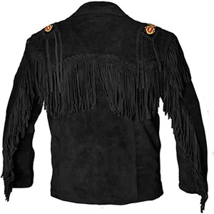 New <b>Men's</b> Women's Red Western-Style Sued Cow Boy Leather <b>Jacket</b> Stand Collar Zipper Closure Winter-High Street American Wear - Product Image 2
