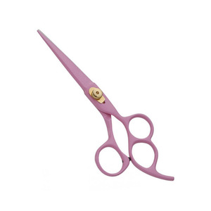 กรรไกรช่างตัดผมพร้อมสกรูสีทองและแหวนสามวงเคลือบสีชมพูกรรไกรตัดผมแบบพรีเมียมมีดโกนใบมีดคม - Product Image 2