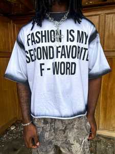 Custom Cropped Heavyweight Screen Print Men's Crop <b>Tshirt</b> Distressed T-Shirt Streetwear Drop Shoulder Boxy <b>Neck</b> Cotton t shirt - Product Image 6