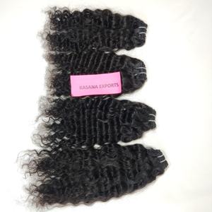 Extensions de cheveux indiens 100% naturels Deep Wave vendeurs de cuticules alignés pour les femmes couleur noire pas cher prix Curl Style Bundled - Product Image 1