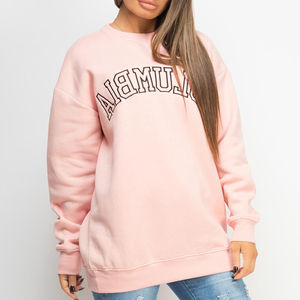 Sudadera extragrande de algodón 100% para mujer, estampado de logotipo personalizado, hombros caídos sólidos, cuello redondo, todos los colores disponibles - Product Image 6