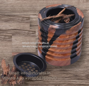 Brûleur Bakhoor en résine époxy et bois fabriqué à la main Brûleur d'encens Madhkan Brûleur à l'oud arabe pour parfum Ramadan d'Inde - Product Image 2