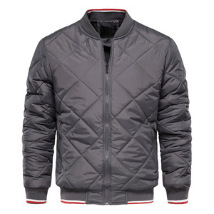 Haute qualité nouveau élégant hommes col côtelé fermeture éclair complet matelassé Bomber coupe-vent personnalisé rembourré bouffant veste - Product Image 2