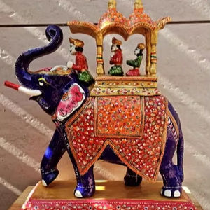 Royal <b>Elephant</b> Ambabari Wood <b>Decorative</b> Statue & Handcrafted Movable <b>Elephant</b> Howdah Showpiece for Diwali and Wedding Occasions - Product Image 1