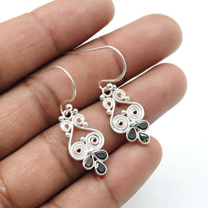 ต่างหูสไตล์ Boho คลาสสิกเครื่องประดับสำหรับผู้หญิงเครื่องประดับเงิน925แข็งสีดำ CZ พลอยแฮนด์เมดต่างหูทำด้วยมือ - Product Image 3