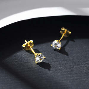 NOVAMART Fine Fine Single Round Cubic Zirconia <b>Silver</b> <b>Stud</b> <b>Earrings</b> for Women & Girls Wholesale Export - Product Image 3