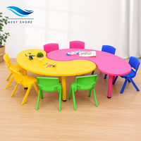 Ensemble table et chaises Montessori colorées pour enfants, préscolaire, maternelle, garderie, salle d'étude pour tout-petits, mobilier d'apprentissage