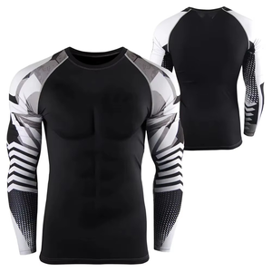 Maillots de compression unisexes respirants anti-UV extensibles dans 4 directions, 80 % polyester, 20 % élasthanne, pour BJJ, MMA et sports de combat - Product Image 1