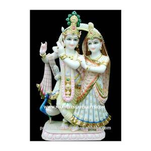 Makrana-escultura de mármol blanco puro, escultura doble brillante para decoración del hogar, el Señor Krishna Radha Ji, Idol - Product Image 1