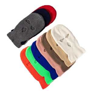 Máscaras de pasamontañas de punto con 3 agujeros y logotipo bordado personalizado, cómodas y cálidas, venta al por mayor, máscaras transpirables para hombres - Product Image 5