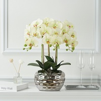 Plante artificielle d'orchidée Phalaenopsis en pot en céramique de 47 cm pour Noël et la décoration intérieure