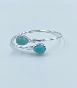 Diseño clásico 925 plata esterlina Natural Larimar cabujón pera piedra preciosa brazalete ajustable gran oferta joyería fina para mujeres - Product Image 4