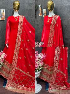 ชุดกาวน์สีแดงสไตล์บอลลีวู้ดสำหรับผู้หญิงปากีสถานอินเดียสำหรับงานแต่งงานงานปาร์ตี้ในงานเทศกาล - Product Image 3