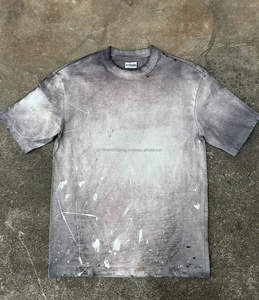 OEM/ODM ácido lavado camisetas hombres Vintage Tee lavado gráfico camisetas con impresión personalizada Oversize hombres camiseta desgastada - Product Image 4
