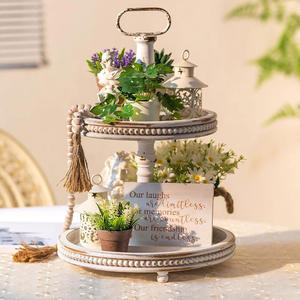 Offre Spéciale plateau à deux niveaux ferme décoratif plateau perlé à 2 niveaux vacances de noël et anniversaire décor Cupcake affichage plateaux à étages - Product Image 3