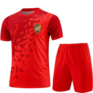 Conjunto de Camiseta de Fútbol Azul y Amarilla para Hombre, Manga Corta, Cuello en V, Transpirable, Poliéster, Talla Grande, Uniforme de Fútbol de Verano para Adultos, Corte Regular - Product Image 5