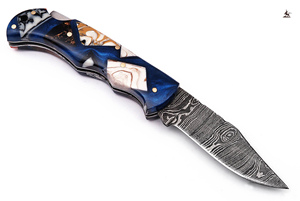 Couteau de poche pliant en acier damas personnalisé OEM pour le camping en plein air Couteaux tactiques de survie et de chasse EDC - Product Image 5