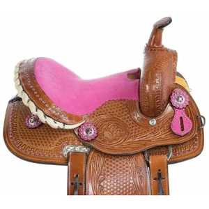 Custom Barrel Racing Western Horse Saddle cuero hecho a mano | Juego de tachuelas de rendimiento de excelencia con accesorios a juego - Product Image 1
