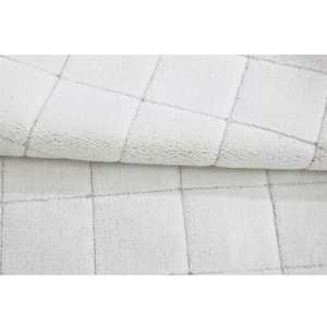 Tapis de bain et de douche en jacquard abstrait, fil teint, blanc, 70x120cm, collection hôtel - Fabriqué en Turquie - Product Image 2