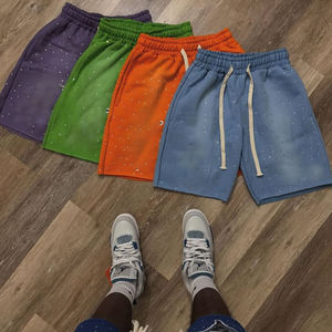 กางเกงขาสั้นวิ่งจ๊อกกิ้งแห้งเร็วสำหรับผู้ชายเสื้อผ้าแนวสตรีทผ้าหินโอเวอร์ไซส์แบบวินเทจโลโก้พลอยเทียมออกแบบได้ตามต้องการ - Product Image 4