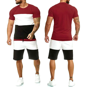 Ensemble deux pièces décontracté d'été pour hommes T-Shirt et short 290gsm coton éponge séchage rapide respirant unisexe design surdimensionné personnalisable - Product Image 1