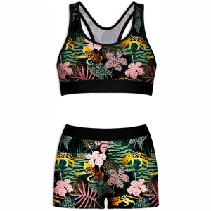 Sujetador activo para mujer, pantalones cortos sin costuras, conjunto de ropa de gimnasio con logotipo personalizado, ropa de Yoga para Fitness, traje estampado transpirable con logotipo en la parte delantera - Product Image 1