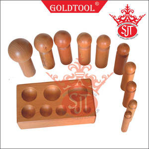 Nouvel outil d'industrie de bijoux en bois en acier et en métal de bloc de dapping de 10 poinçons - Product Image 1