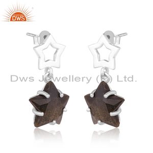925 Silver <b>Star</b> Earring With Gold Sheen Obsidian Checker Gemstone Manufacture Supplier - Product Image 3