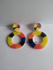 Handmade Resin Earring Vintage Design Multi Color Resin Earring Custom Made Layered <b>Thin</b> Resin Earring - Product Image 2