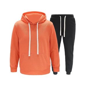 Survêtement grand et grand pour homme 2 pièces, tenue à capuche en polaire, ensemble de survêtements décontractés Jogger Suit Outdoor Sportswear Black L - Product Image 1