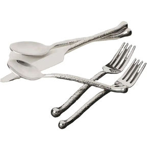 Ensemble de couverts en acier inoxydable à poignée grise rustique couverts écologiques pour mariages restaurants utilisation quotidienne de la cuisine ou événements - Product Image 1