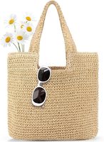 Sac de plage en paille tendance pour femme, grand sac en paille tissé d'été, léger, pliable, fermeture éclair, sac à main à bandoulière