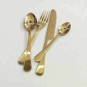 Juego de cubiertos de acero inoxidable chapado en oro pulido con espejo, Material inoxidable espejado, duradero para el comedor diario, ocasiones especiales - Product Image 1