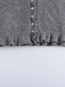 Pull cardigan à col rond en tricot à prix d'usine, manches longues, pour un look décontracté d'automne, couleur unie, design boutonné - Product Image 5