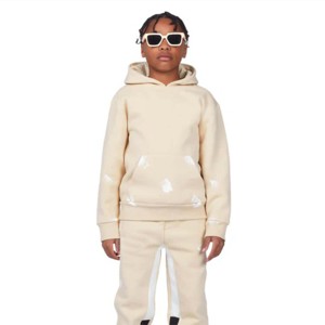 Chándal apilado moderno y cómodo para niños-Sudadera con capucha de moda y pantalones de Jogger para niños y niñas - Product Image 4