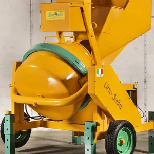 LINO SELLA Hydraulic concrete mixer 520 lt with tilting drum and self loading bucket pneumatic wheels