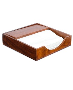 Porte-serviettes en papier en bois pour serviettes et mouchoirs-Design élégant | Fait à la main | (7x7 po) - Product Image 1