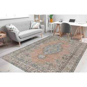 Alfombra Floral Bohemia: Estilo Turco Azul Marino, Alfombra Antideslizante, Alfombra de Chenilla - Product Image 3