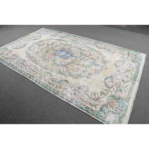 Alfombra Turca Vintage de 6x9.4 pies, Alfombra Grande de Lana Sólida Blanca - Product Image 2