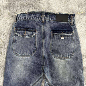 กางเกงยีนส์สีน้ำเงินทรงหลวมของผู้ชายผ้าคอตตอนฟอกสไตล์วินเทจซักได้ตามต้องการ - Product Image 3