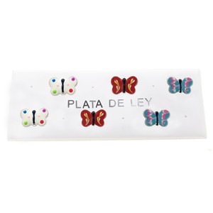 Chiusura a vite in argento alla moda a 3 paia placcato oro farfalla smaltata con diamanti borchie in oro rosa borchie in oro dorato a forma di fiore - Product Image 3