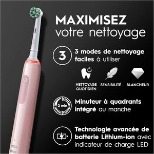 Oral-B Duo Pro 3 Cepillo de dientes eléctrico Negro Rosa Modos de limpieza 3D con Blanqueamiento Dental Diseño plegable - Product Image 6